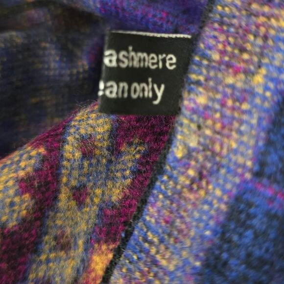 100% Cashmere Purple Navy Design Scarf Headdress Decor - Picture 5 of 5